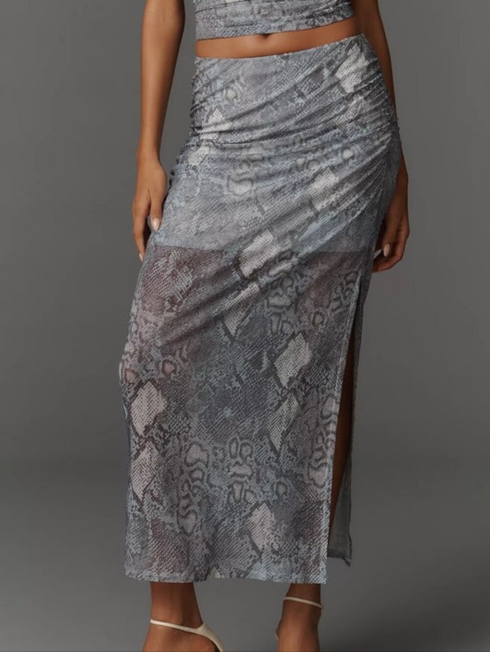 Anthropologie Aleda Mesh Ruched Maxi Skirt by Maeve
